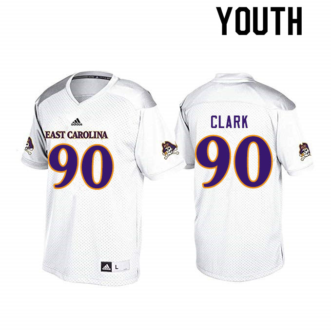 Youth #90 Nate Clark ECU Pirates College Football Jerseys Sale-White